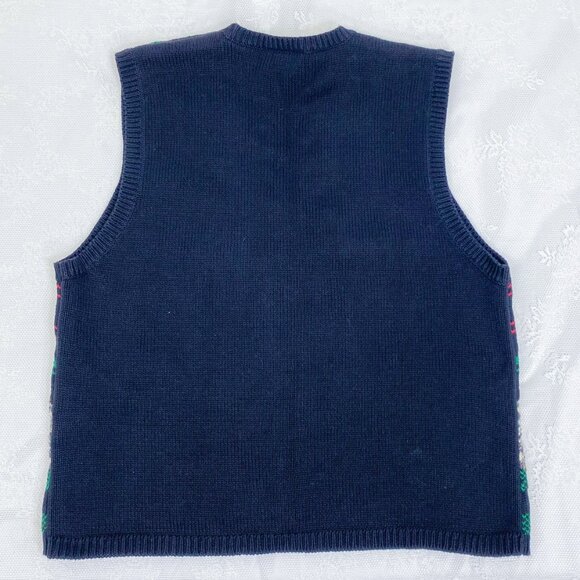 Vintage Talbots Holiday Sweater Christmas Granny Button Up Sweater Vest - Picture 6 of 6